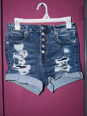 Aeropostale Super High-Rise Distressed Denim Shorts